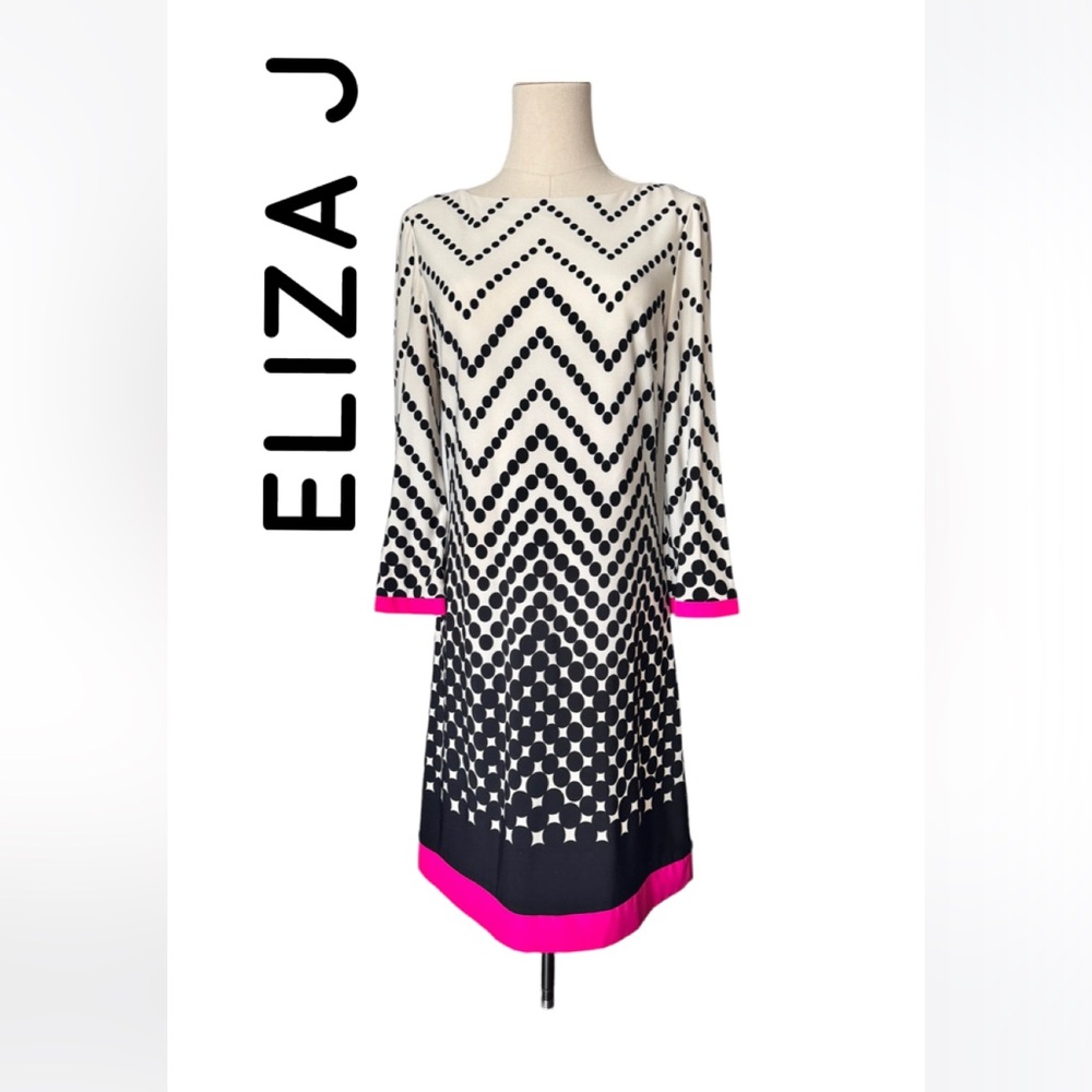 Eliza J Mod Polka Dot Shift Dress Size 6